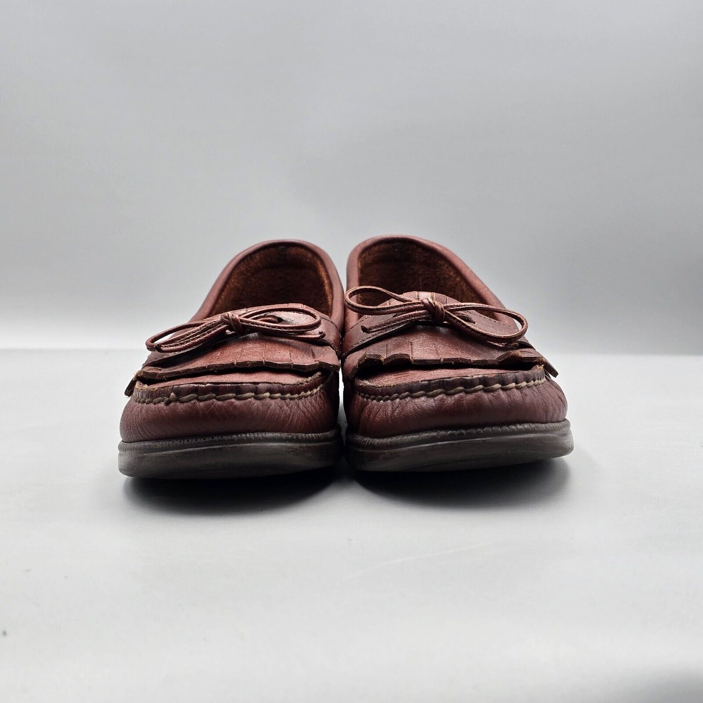 SAS Women's Size 7.5 S EUC Made In Maine Burgundy Leather Kiltie Loafers Shoes