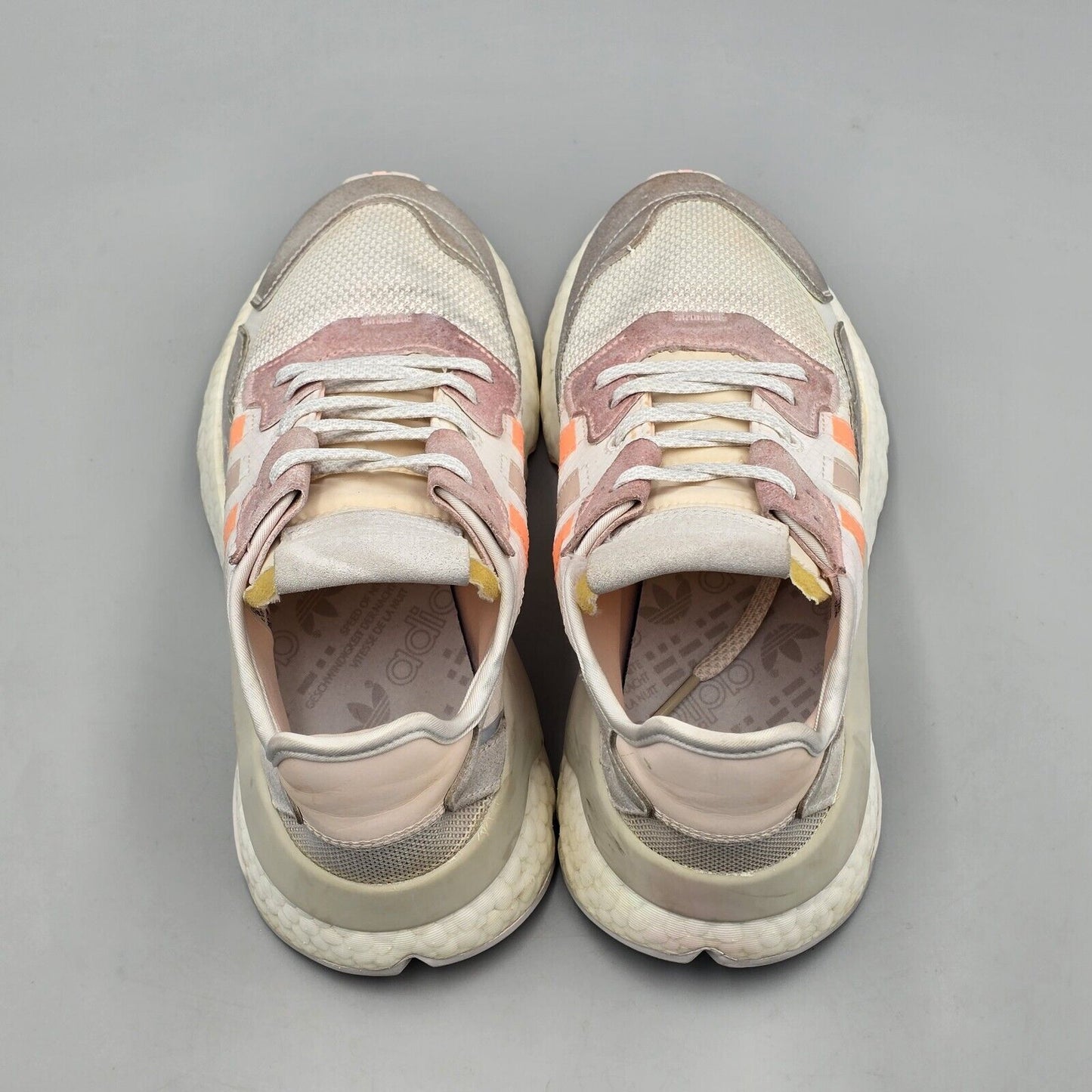 Adidas Womens Size 8 US GUC Originals Nite Jogger BOOST White Pink Running Shoes
