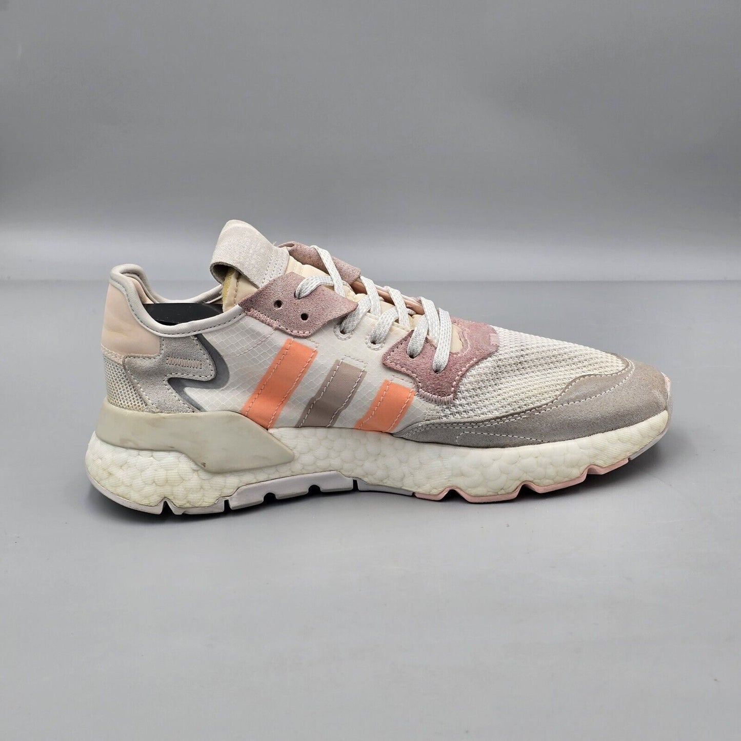 Adidas Womens Size 8 US GUC Originals Nite Jogger BOOST White Pink Running Shoes
