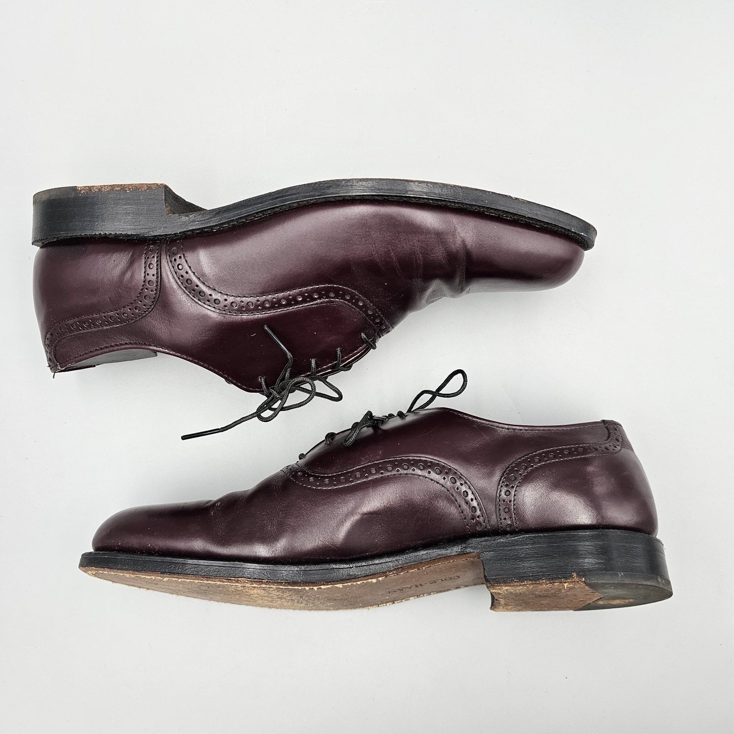 Cole Haan Men's Size 9.5 D VTG GUC USA Made Burgundy Calfskin Oxford Dress Shoes