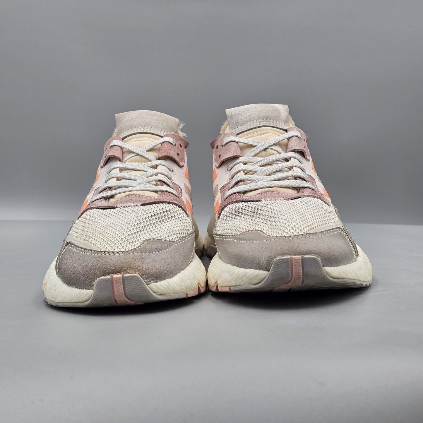Adidas Womens Size 8 US GUC Originals Nite Jogger BOOST White Pink Running Shoes