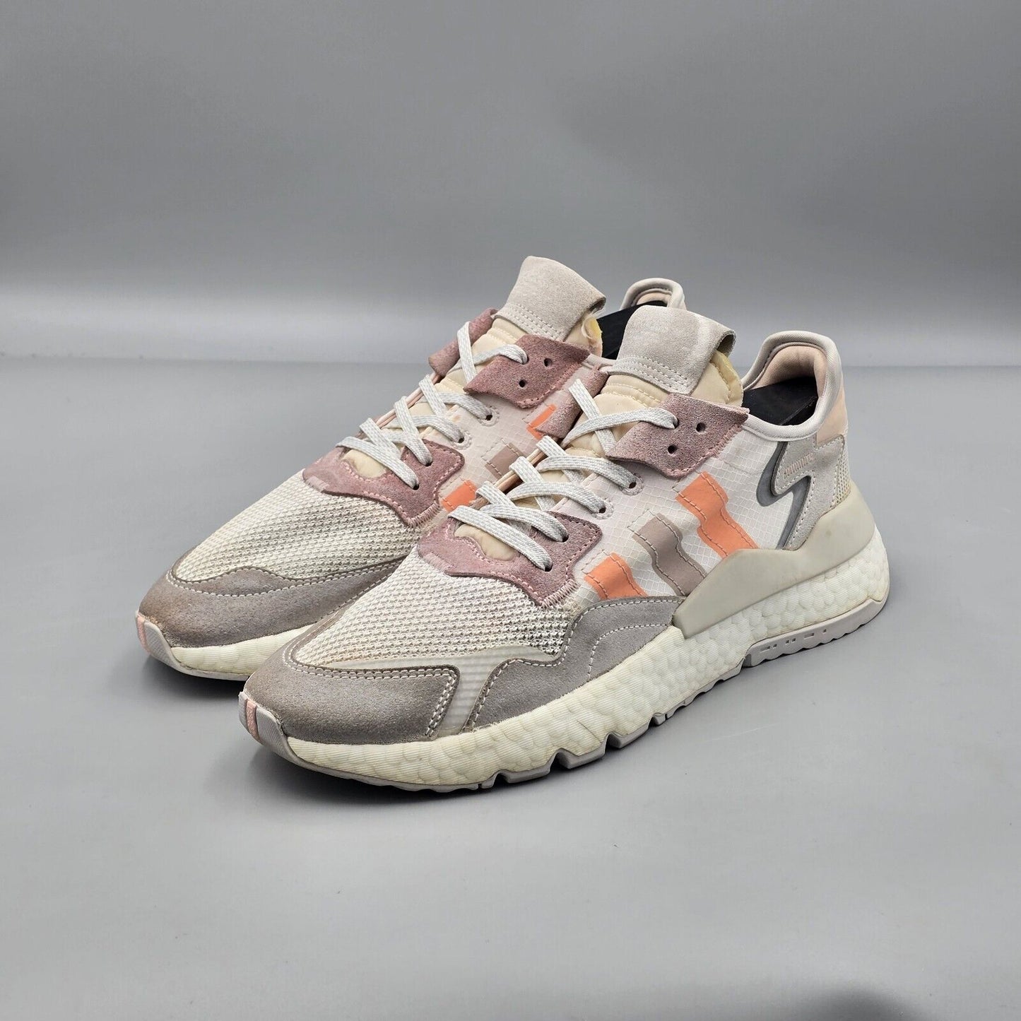 Adidas Womens Size 8 US GUC Originals Nite Jogger BOOST White Pink Running Shoes