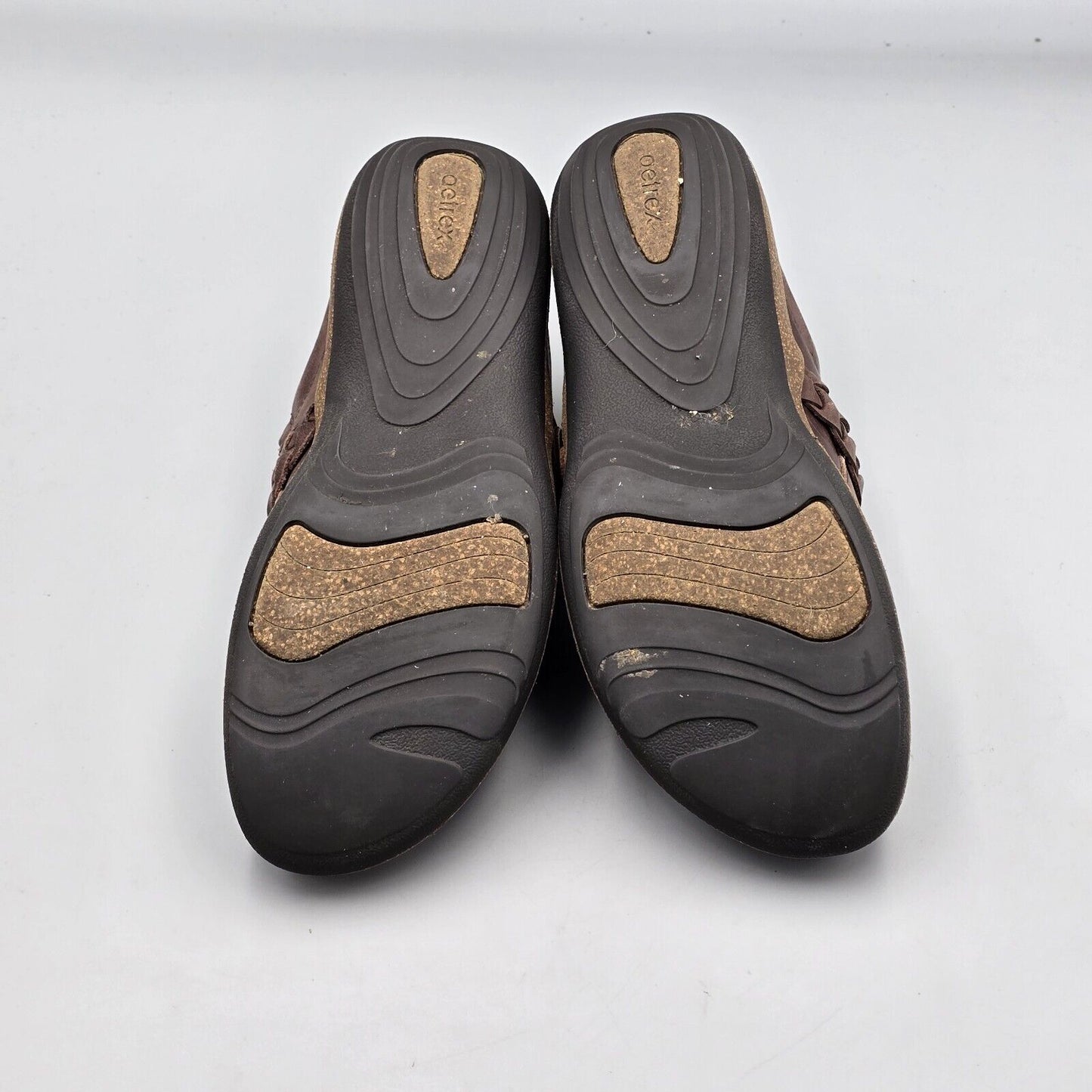 Aetrex Women's Size 9 US GUC Libby Braided Brown Leather Comfort Mules Clogs